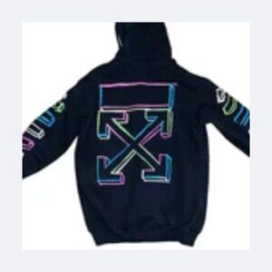 Virgil Abloh Off-White Hoodie. Large. Rare Design. Black